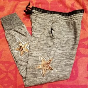 SZ MED VS PINK BLING STAR JOGGERS SWEATPANTS NWT